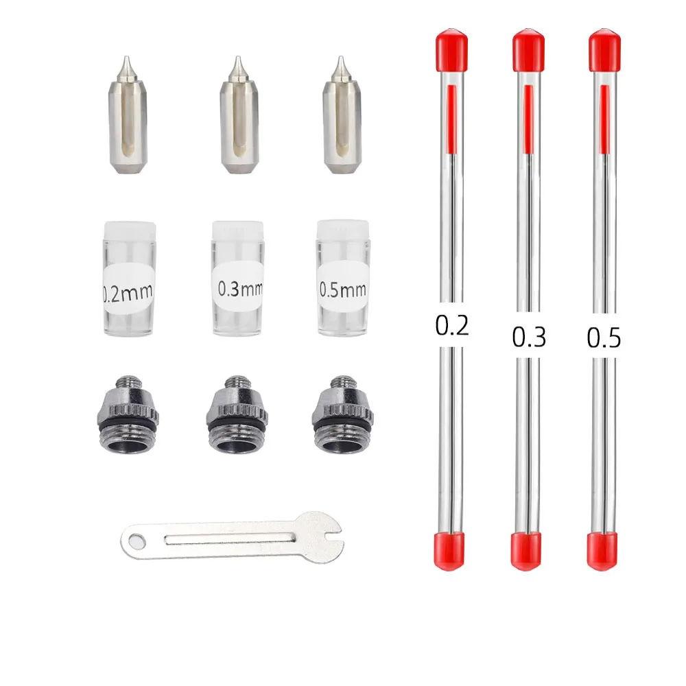 

Three types of 0.2/0.3/0.5mm air brush nozzle air brush needle nozzle cap replacement parts 116 air pen tool accessories