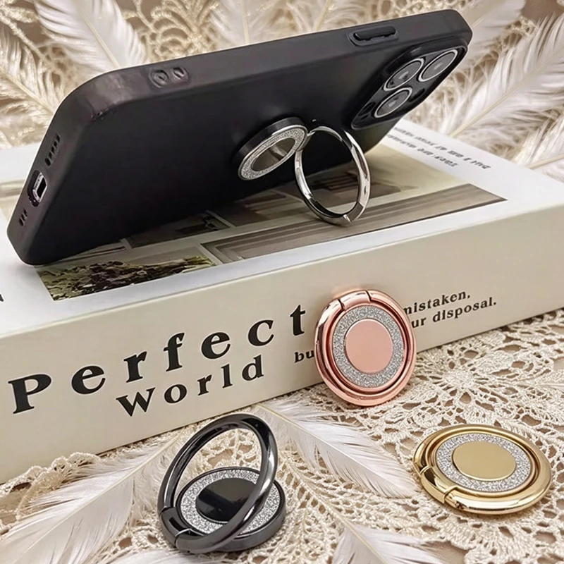1/2 Stück Luxuriöser Handy-Fingerringhalter 360° °   Drehbarer Ständer-Aufkleber Faltbarer Tragbarer Halter für iPhone 17 16 Pro Samsung Xiaomi