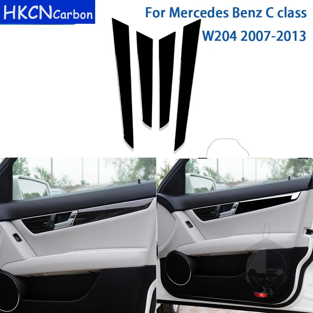 For Mercedes Benz C Class W204 2007-2013 Accessories Car Interior Door Panel Trim Sticker Gloss Black Plastic