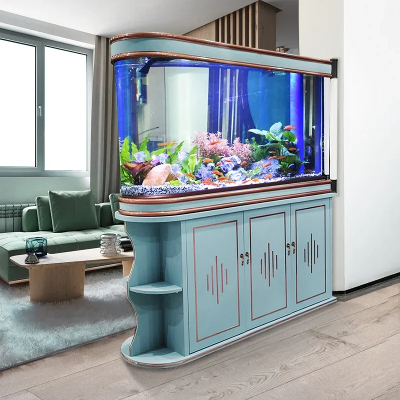 aBest Selling High Quality Big Glass Fish Tank Aquarium with Cabinet Filter 300L Round for Living Room