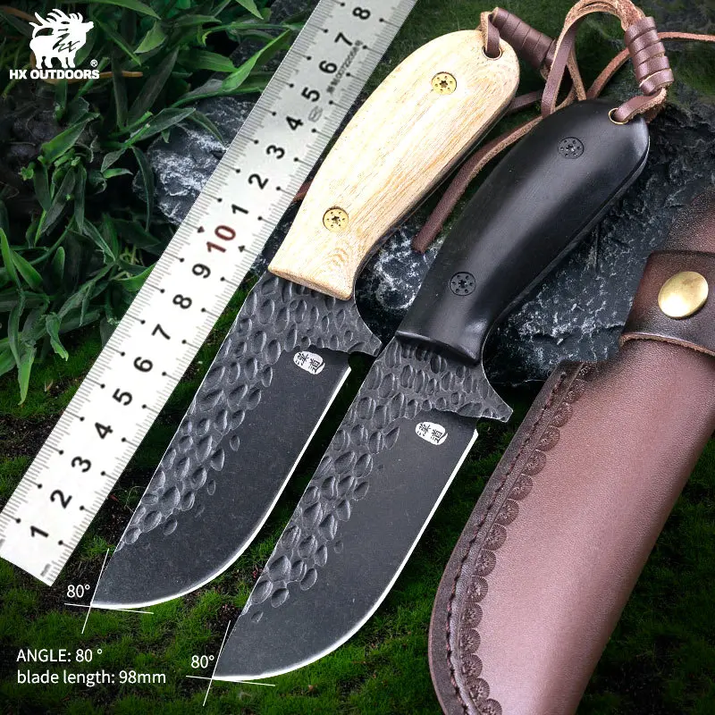 

Hx Outdoors New Knife,Wood Handle Tactical Camping Knives,Hunting Knife ,Survival knife,With Leather Sheath Dropshipping