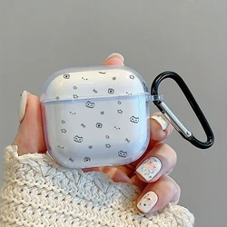 Cat Pattern Case For AirPods 4 3 1 2 TPU Soft Clear Earphone Case For Airpods Pro 2/Pro Protective Cover With Black Carabiner