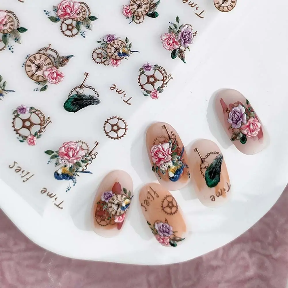 English Letters Manicure Accessories Clock Flowers Nail Stickers Rose Nail Decals Camellia Nail Stickers Nail Art Decorations