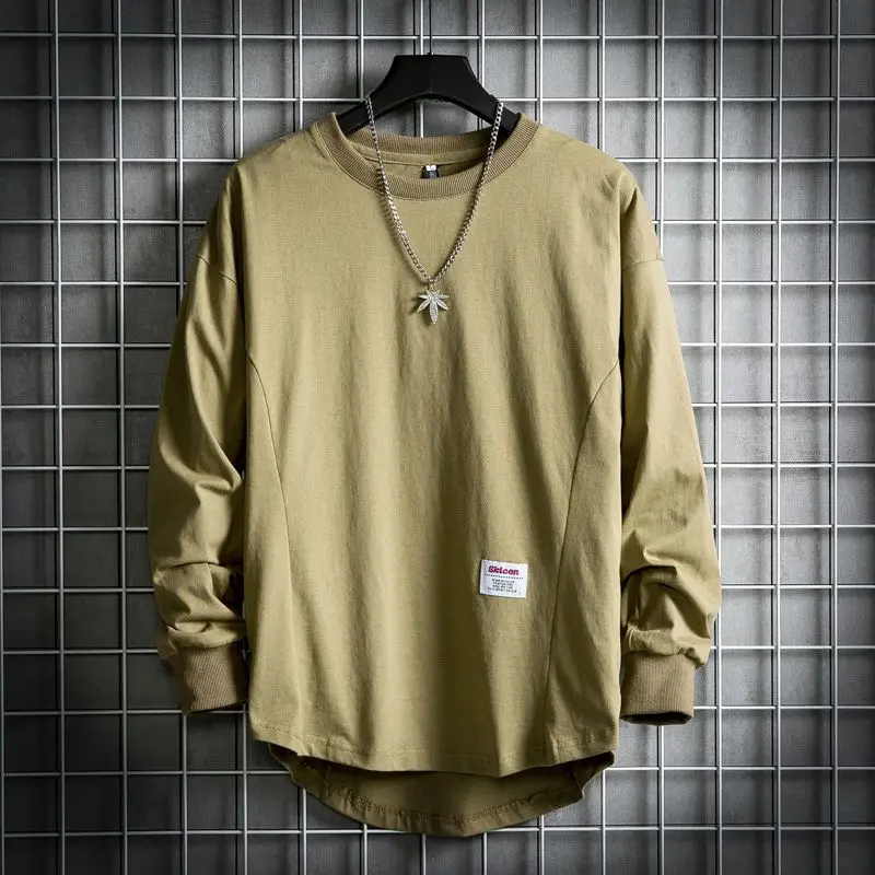 

Simplicity Asymmetrical Loose T Shirts Men's Clothing Spring Autumn Long Sleeve Solid Casual Tops Korean Fashion Women Clothing