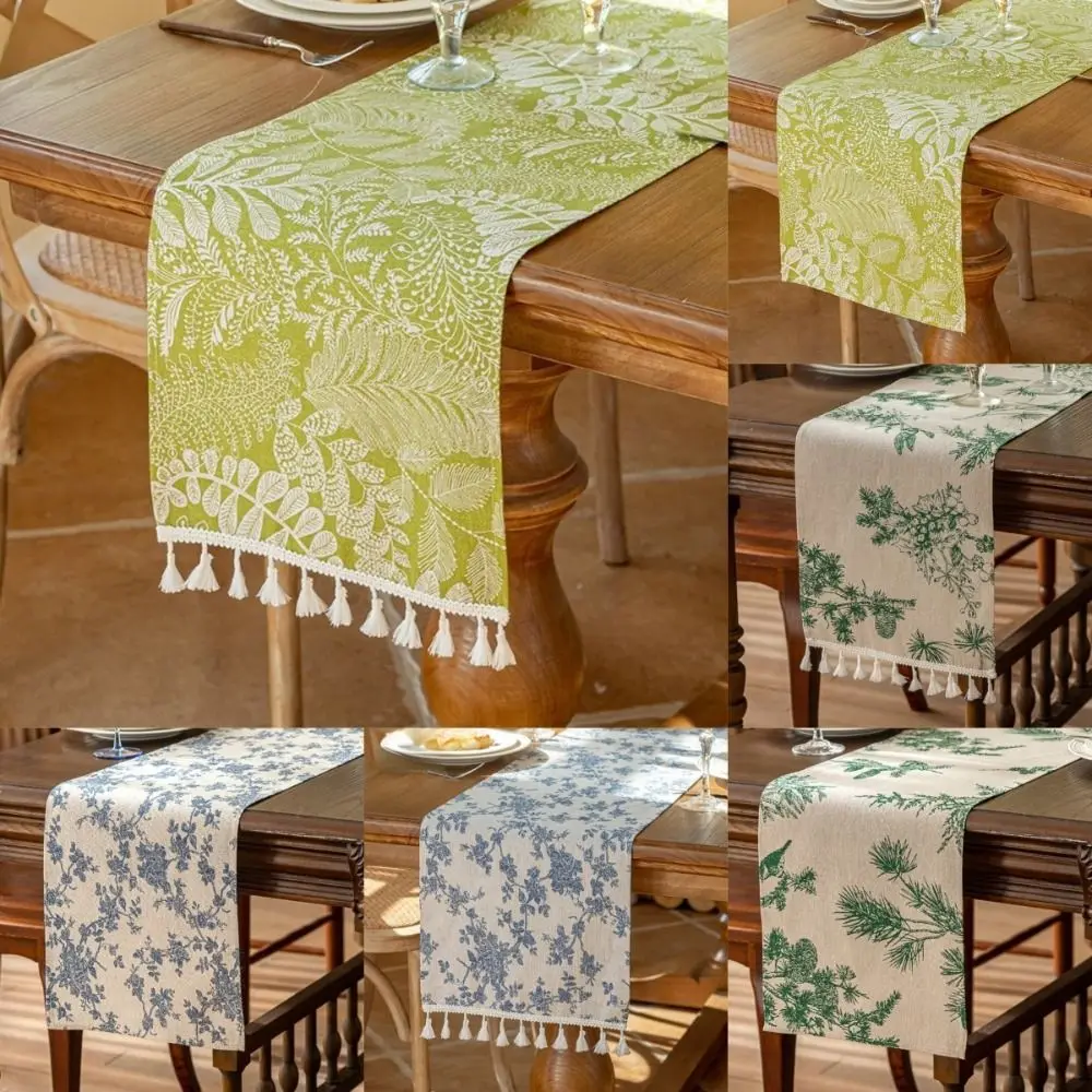 

New American Retro Table Runner 30x180 cm Polyester Sideboard Cover Pastoral Style Blue Rose Dining Table Decor Party Decoration