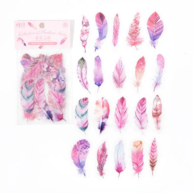 40 Pcs Dream Stickers Set Colorful Feather Journal Stickers for Planner DIY Crafts Embelishment Diary