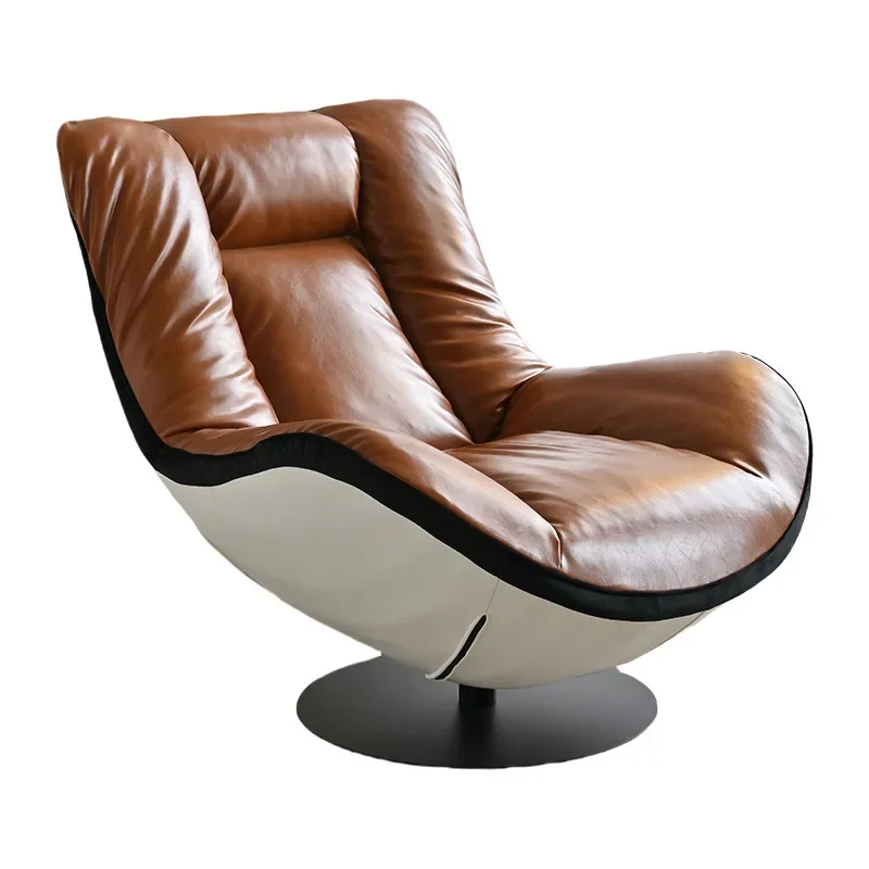 Oil wax leather single sofa chair living room balcony leather casual high-end single chair