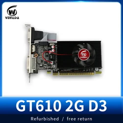 VEINEDA Graphics Card GT610 2GB 64Bit DDR3PC Desktop Refurbished Cards PCI E 2.0 computer Graphics Cards for nVIDIA Geforce