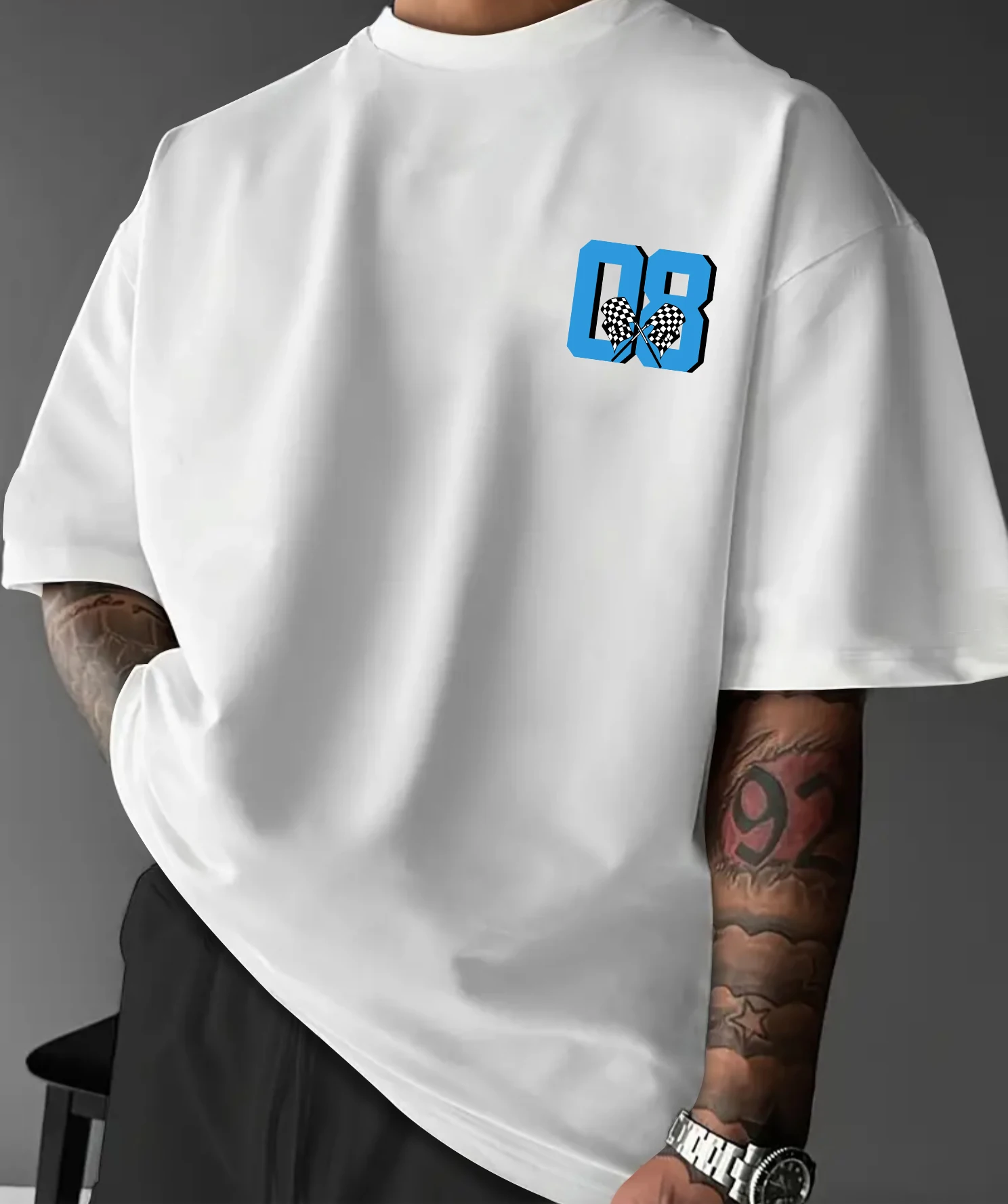 Men's Motorcycle Speed Graphic Print T-shirt Oversized 100% Polyester Biker Streetwear Short Sleeve Tops S-XXL