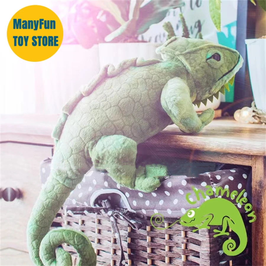 Green Chameleon High Fidelity Anime Cute Plushie Lizard Plush Toys Lifelike Animals Simulation Stuffed Doll Kawai Toy Gifts Kids