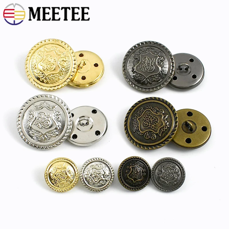

10Pcs Meetee 15-25mm Retor Brass Shank Button for Clothes Copper Buckle Shirt Jacket Decorative Sewing Buttons Craft Accessories