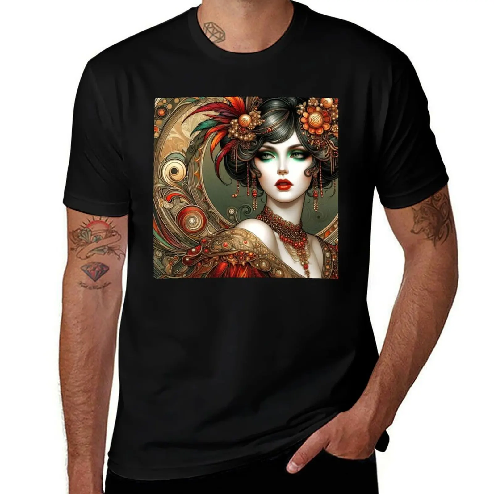 

Art Nouveau Lady T-Shirt blue archive vintage t shirts custom t shirt plain t shirts men