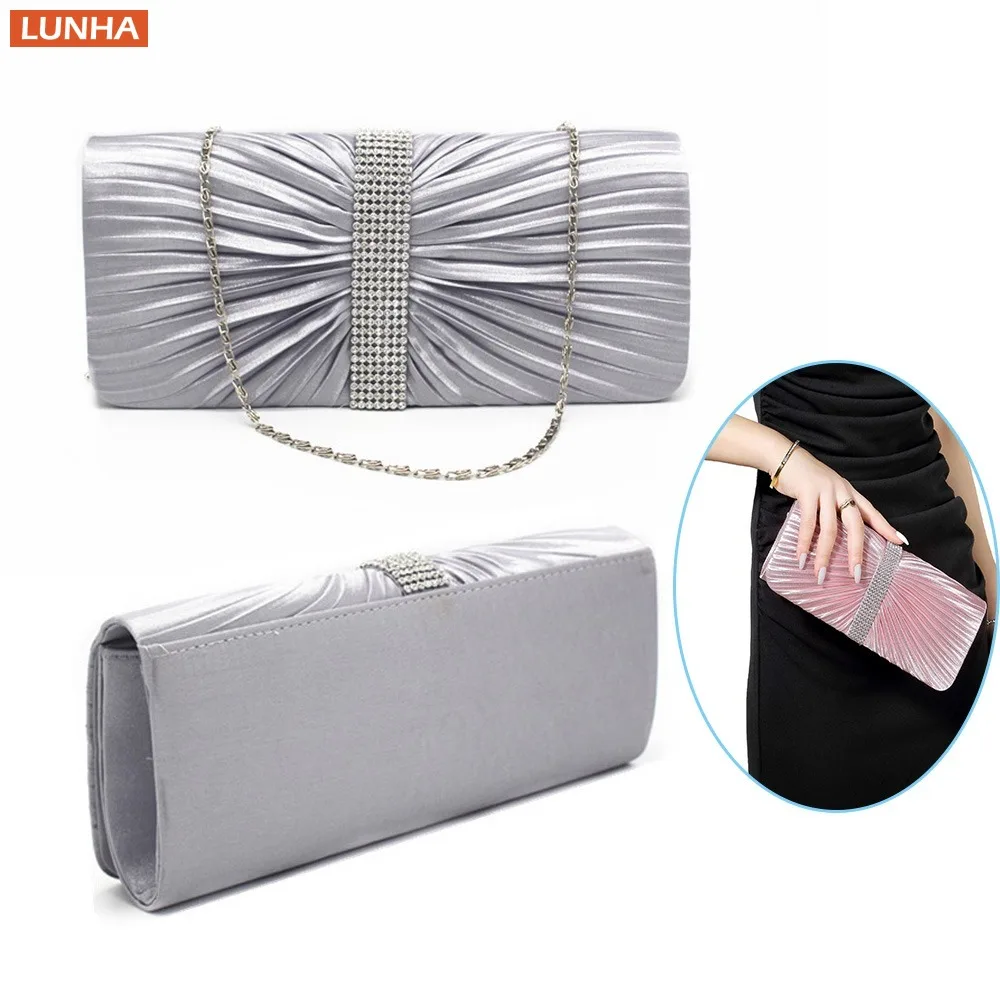 

Женский вечерний клатч с бриллиантами, модный серебряный вечерний свадебный кошелек с цепочкой на плечо для банкетного свидания