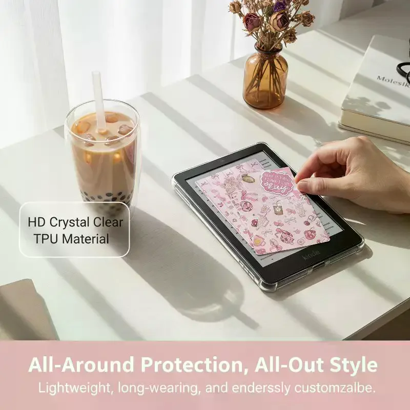 DIY Cartoon Bow Decor Insert Paper Cards Decorative Paper For Transparent E‑Reader Tablet Case Ornament Accessories