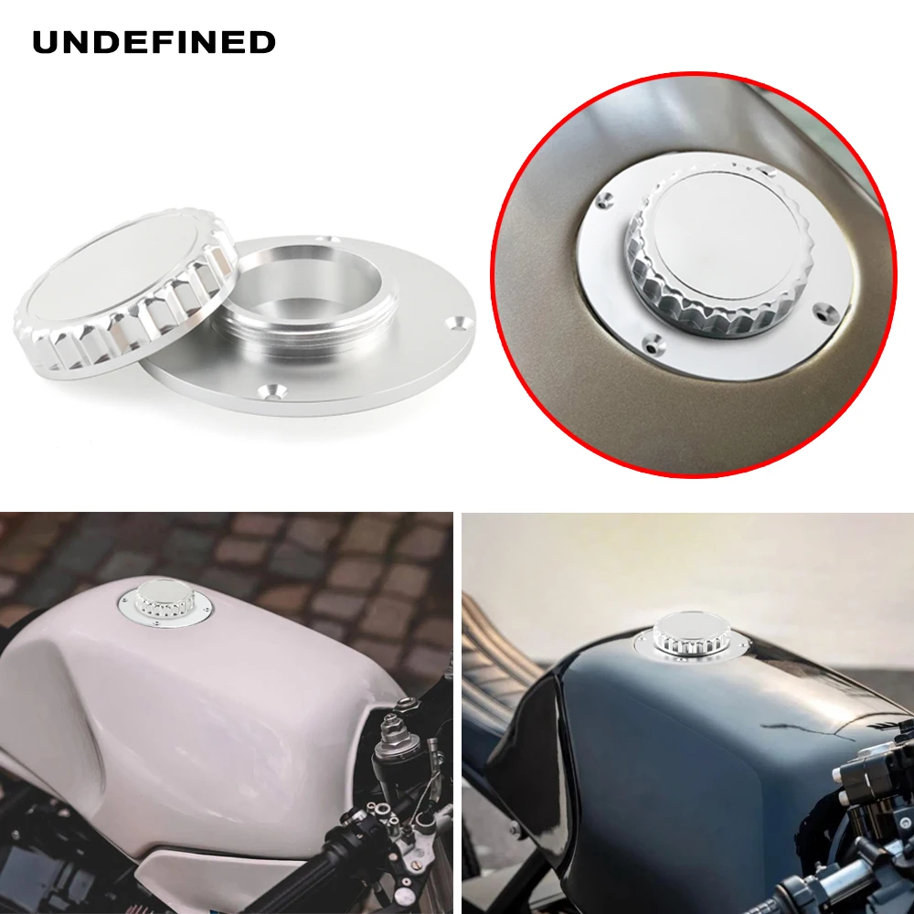 Aluminum Vintage Silver Motorcycle Oil Box Cap Fuel Cap Tank Gas Cover Cafe Racer Fit For BMW K1 K75RT K100 K100LT K1100RS