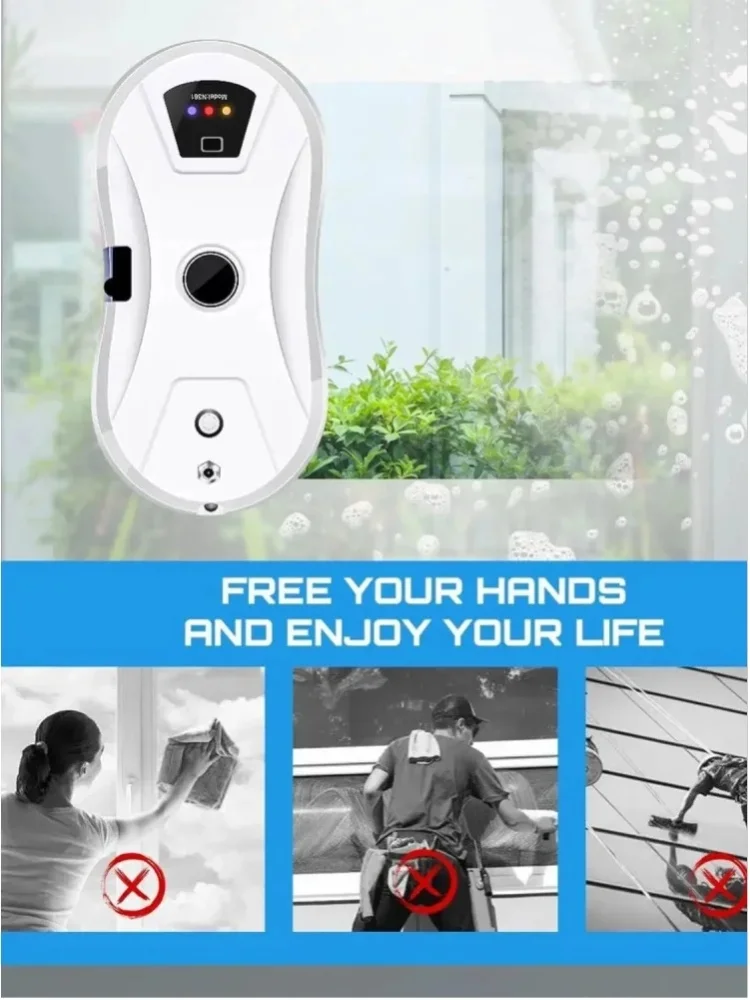 5600Pa Fensterreinigungsroboter mit automatischer Sprühfunktion, intelligenter Navigation und Fernbedienung für rahmenlose Fenster