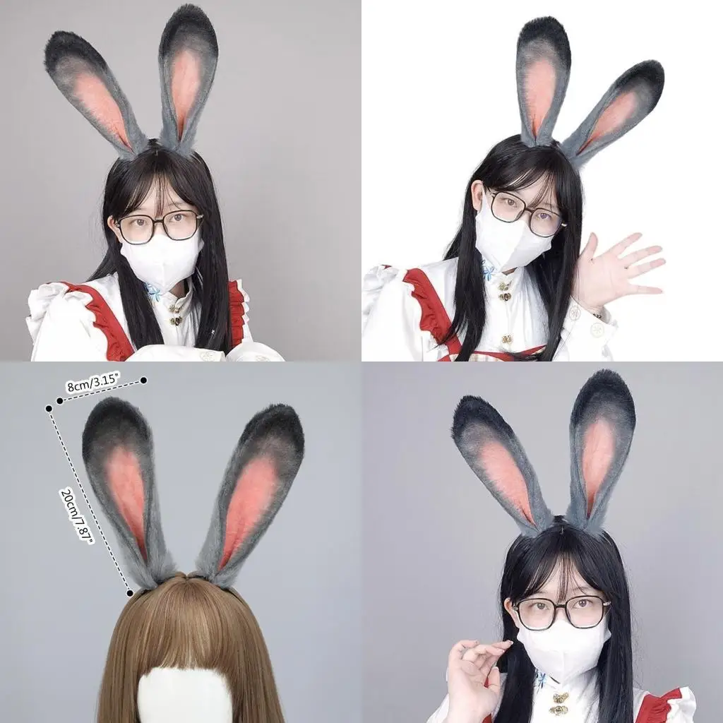

R1WE SPA Washing Face Headband Bunny Ear Hair Hoop Plush Party Headpiece Easter Party Cosplay Costume Prop Unisex