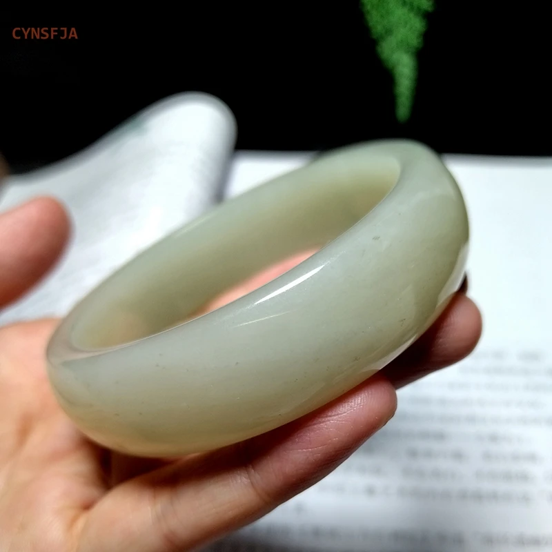 

CYNSFJA New Real Certified Natural Hetian Nephrite jade Women's Lucky Jade Bracelet Bangle 60.8mm High Quality Elegant Gifts