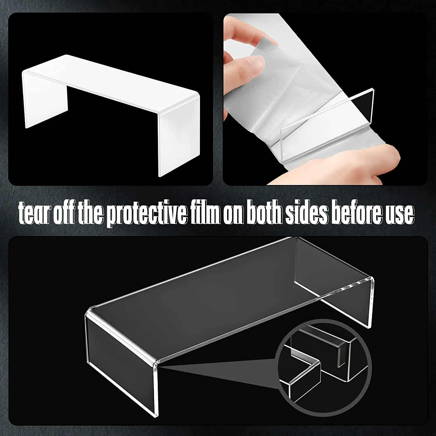 2026 new Clear Rectangular Acrylic Display Risers, Assemble Step Display Shelf for Funko Pop Cake Retail Shoe Showcase view 3