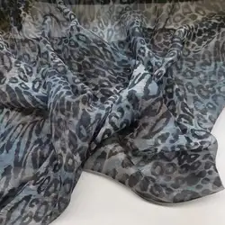 Fashion Animal Print Thin 100% Silk Crepe Fabric Leopard Georgette Breathable Sewing Scarf Material