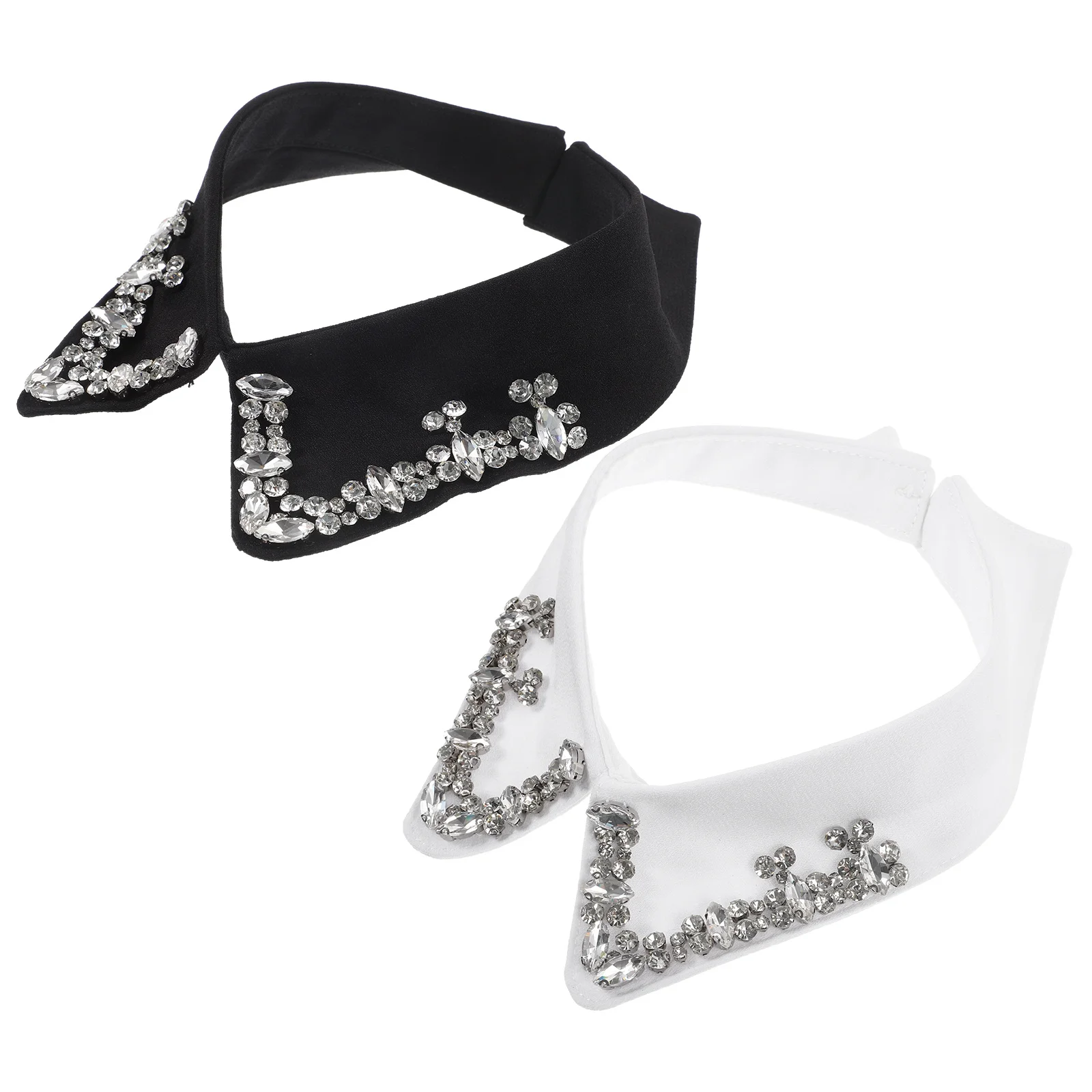 

2Pcs Collar Rhinestone Blouse False Collar Women Detachable Fashionable Elegance Accessory Detachable Collars for Women
