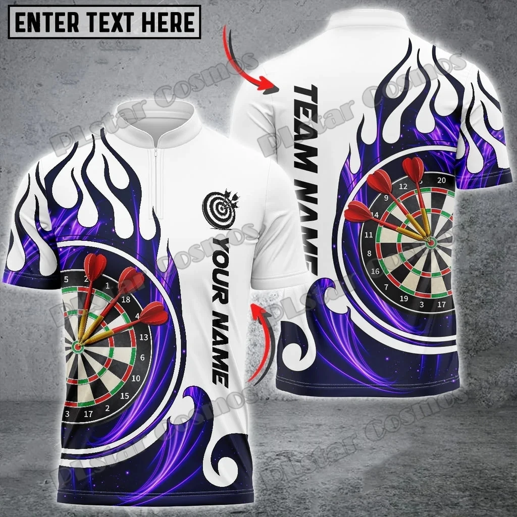 Men's Summer Polo Shirt Fire Blaster Darts Customized Name 3D Printed Zipper Lapel Knit Unisex Casual Short sleeved T-shirt K005