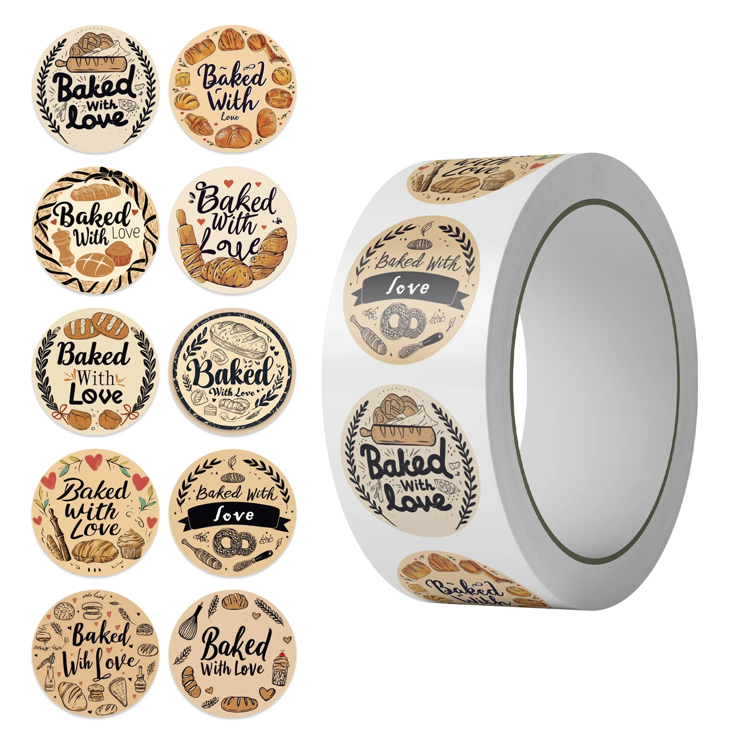 

500pcs Baked with Love Roll Stickers - Exquisite and Cool Graffiti Stickers, Cartoon Stickers, Fun and Classic Gift Decorations