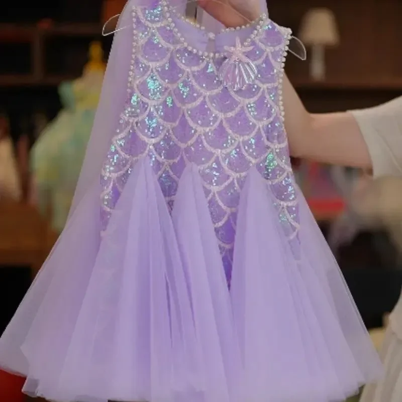 

Girls' Flying Sleeve Dress Summer 2026 New Style Children's Elegant Yarn Dress Kids Princess Style Dress