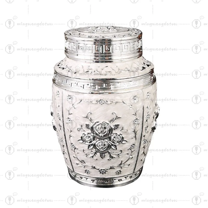 Recipiente para Té Plateado con Diseño de Rosas, Recipiente Grande Hermético a Prueba de Humedad, Decorativo