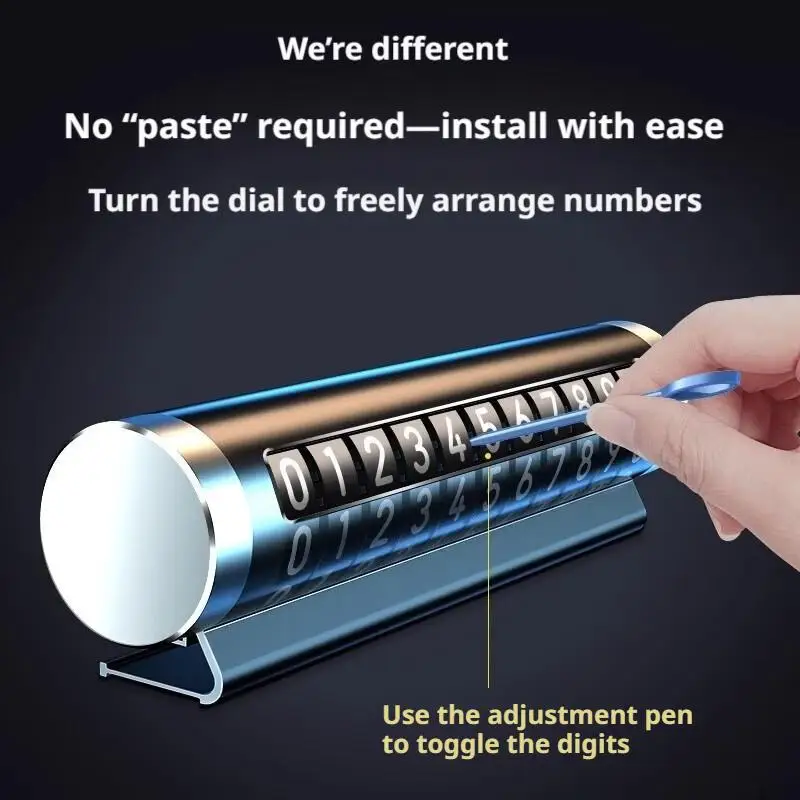 Roller Adjustment Car Parking Phone Number Plate Metal Temporary Stop Card For Moving Auto Interior Decoration Gadget