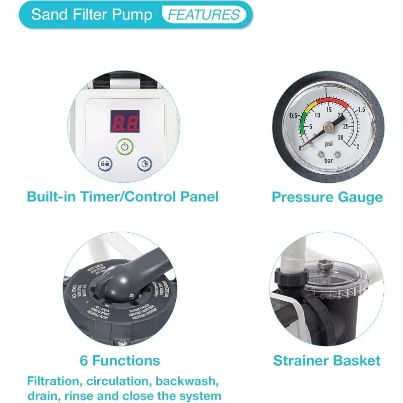 Intex SX2800 Krystal Clear Sand Filter Pump: 2800 GPH Pump Flow Rate – Improved Circulation and Filtration