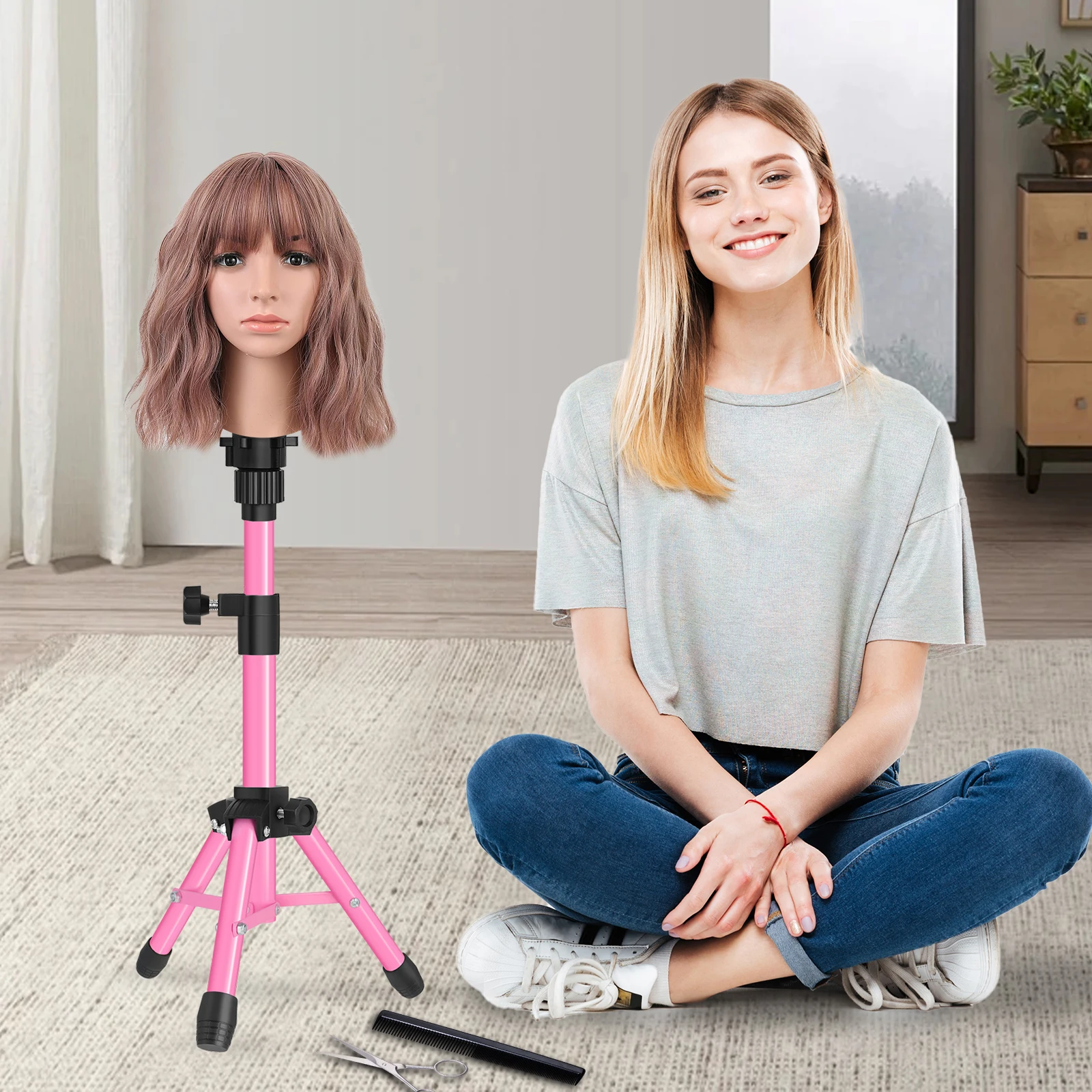 

25 Inch Mannequin Head Stand Tripod for Mannequin Head Wig Stand Tripod Wig Head Stand for Training Heads and Canvas Block Head