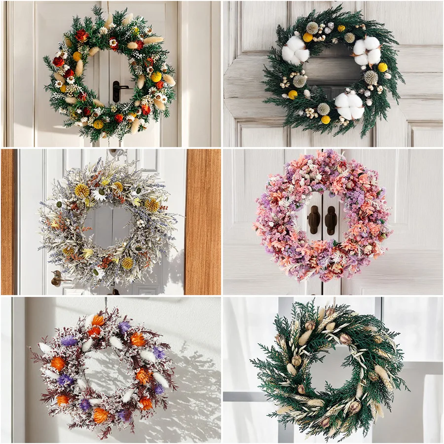 

Multi-style Colourful Dried Flower Wreaths Home Door Decorative Crafts Suitable for Christmas New Year and Other Festivals