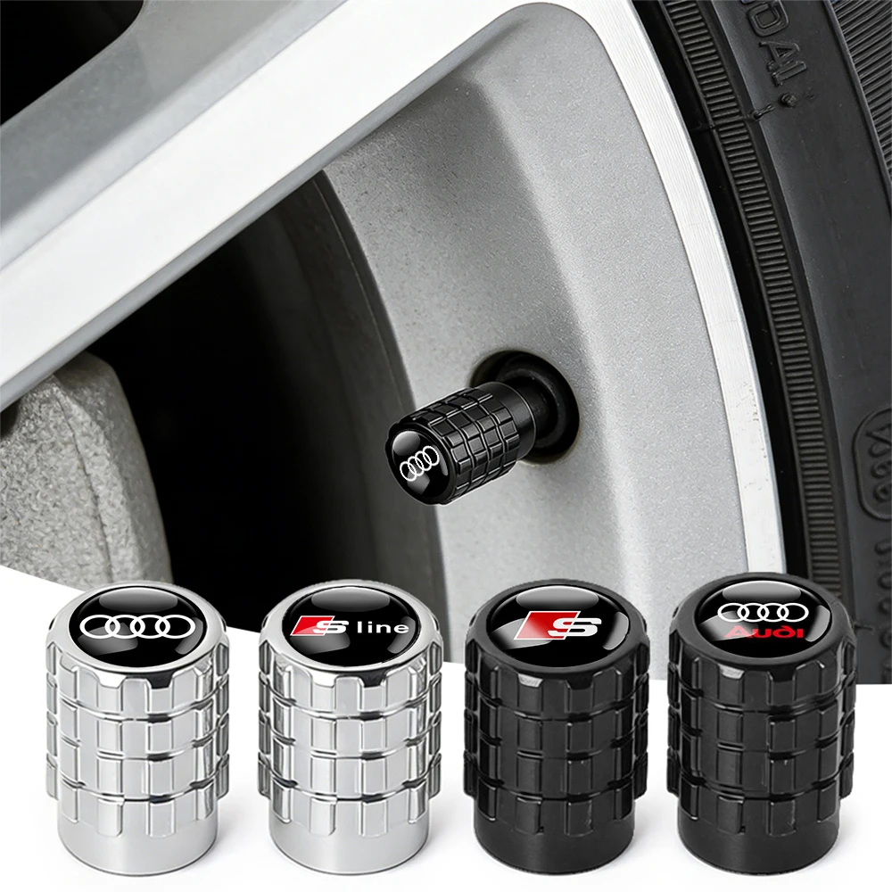 Комплект из 4 колпачков на ниппель для шин с эмблемой Audi Sline A1 A2 A3 A4 A4L P 8V 8L RS RS3 RS4 RS5 RS6 S1 S2 S3 S4 S5