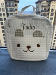 Custom Embroidered Name Cute Bear Baby Backpack Personalized Name Children's Cart Hanging Bag Diaper Bag Gift for Mommy