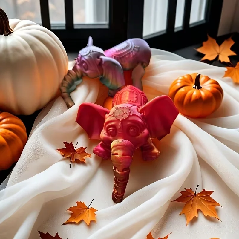 

3D printed multi-color gradient elephant, Christmas gift creative decoration model suitable for home decoration desktop ornament