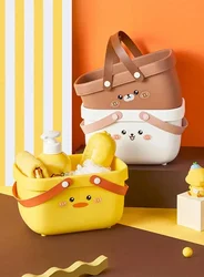 Cartoon Portable Wash Basket Bathroom Wash Supplies Storage Basket Student Bath Basket Sorting Storage Box