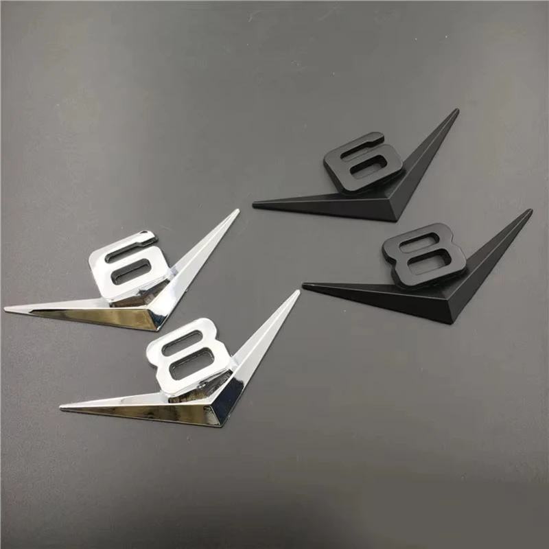 

3D Metal V6 V8 Logo Car Emblem Decal Trunk Fender Badge Sticker For Dodge Jeep Wrangler Grand Cherokee Compass Ford Accessories