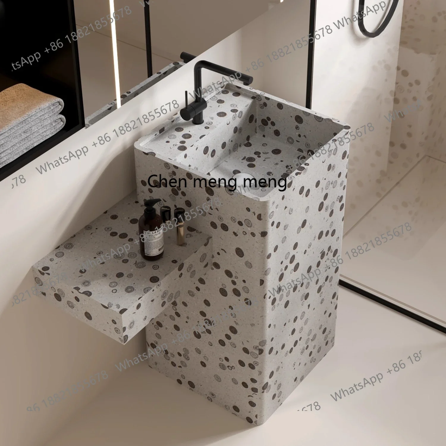 X  Terrazzo Threaded Color Undercounter Basin Pillar Basin Hand Washbasin Hotel, Washstand Pool