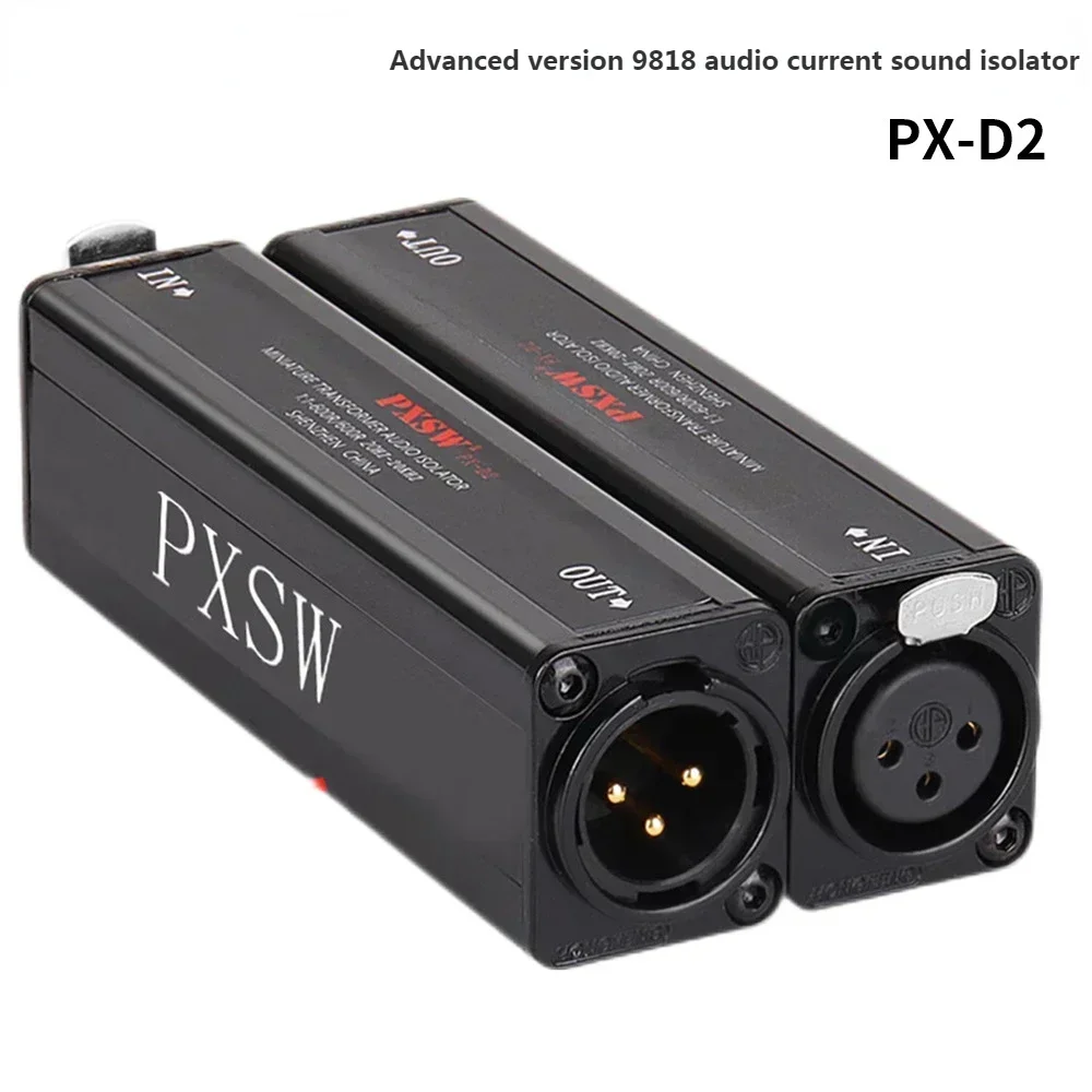 1 Uds PX-D2 aislador de sonido de corriente de Audio XLR profesional para eliminar interferencias de tierra común negro