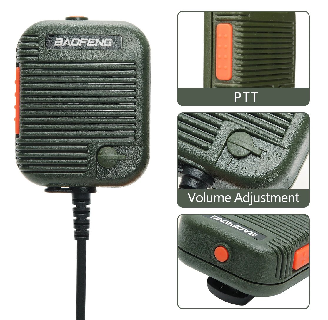 Baofeng-AR-152 Walkie Talkie microfone, alto-falante de rádio PTT, Keenwood 2 pinos tipo microfone portátil para UV-K5, UV-21 Pro, DR-1801