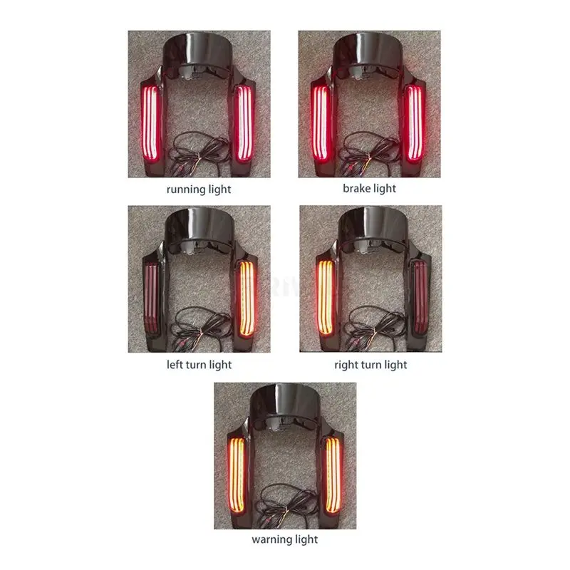 A23Z Motorcycle Rear Fascia LED Running Brake Turn Light for Touring Road FLHR Street Glide FLHX 14-20 Yellow