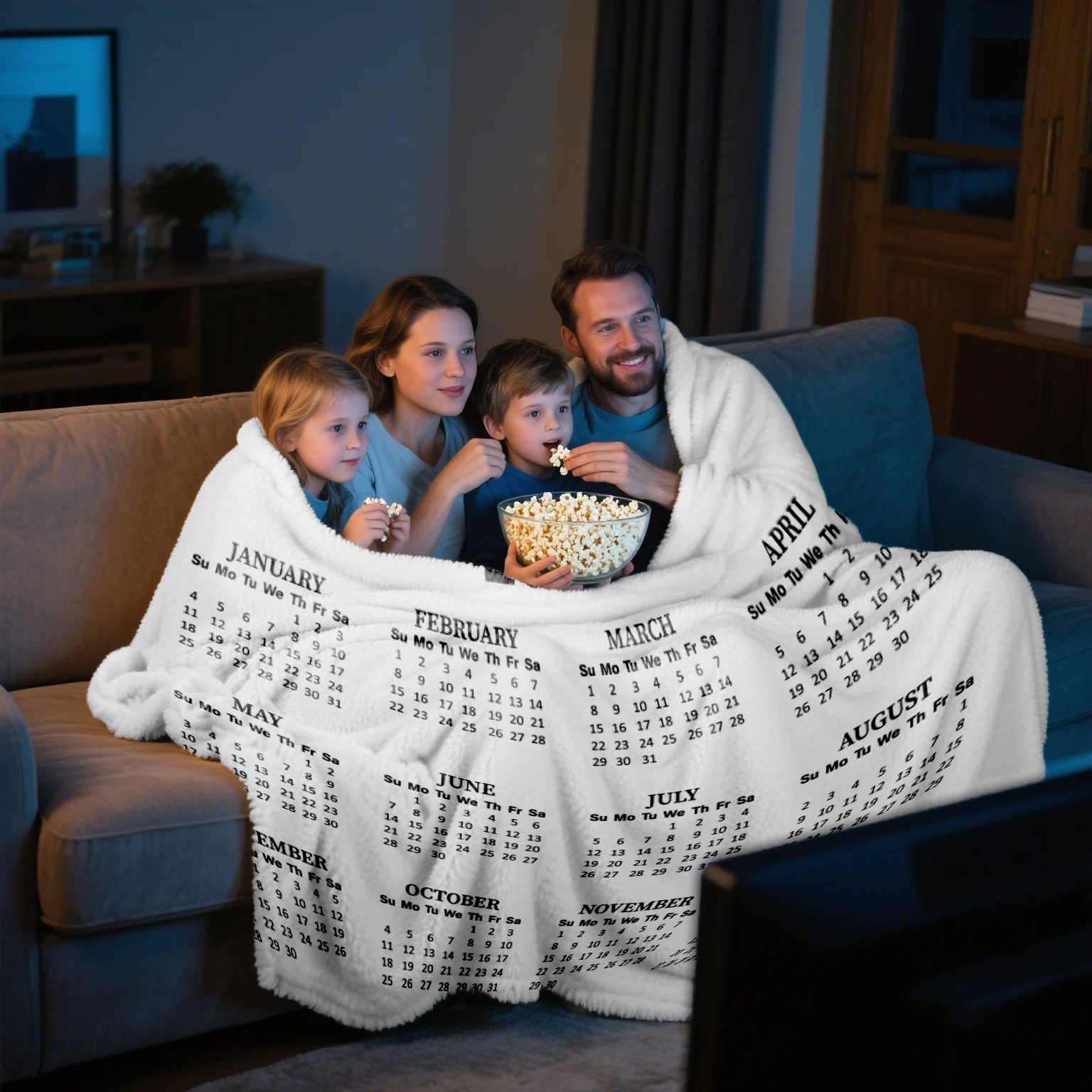 2026 New Creative Calendar Thin Printed Blanket Home Blankets Flannel Throw for Sofa,Bed,Travel,Camping,Office,Couch gifts