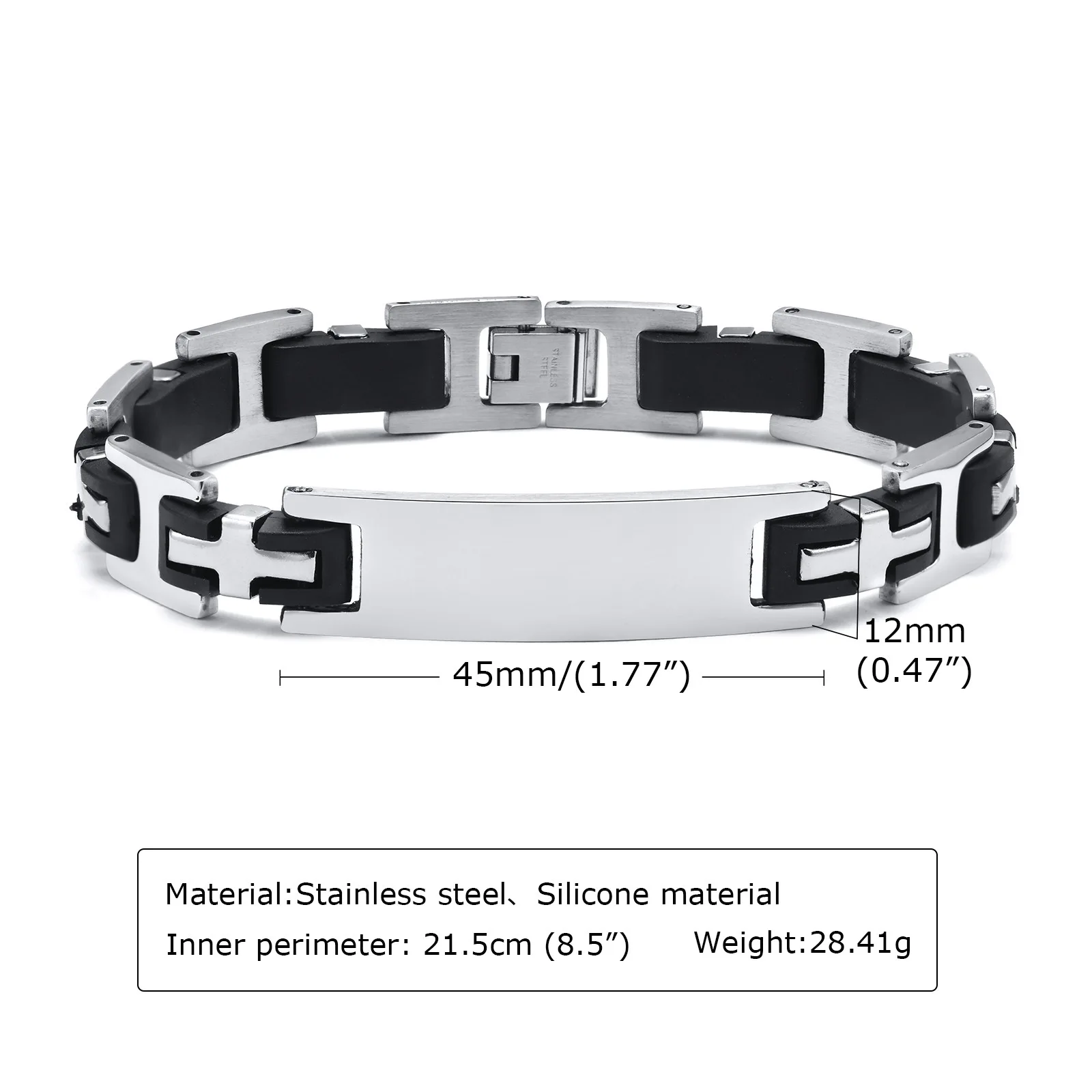Punk Cross Custom Name Text Stainless Steel Men Bracelet Engrave Name Id Bracelets Gift Wholesale Jewelry