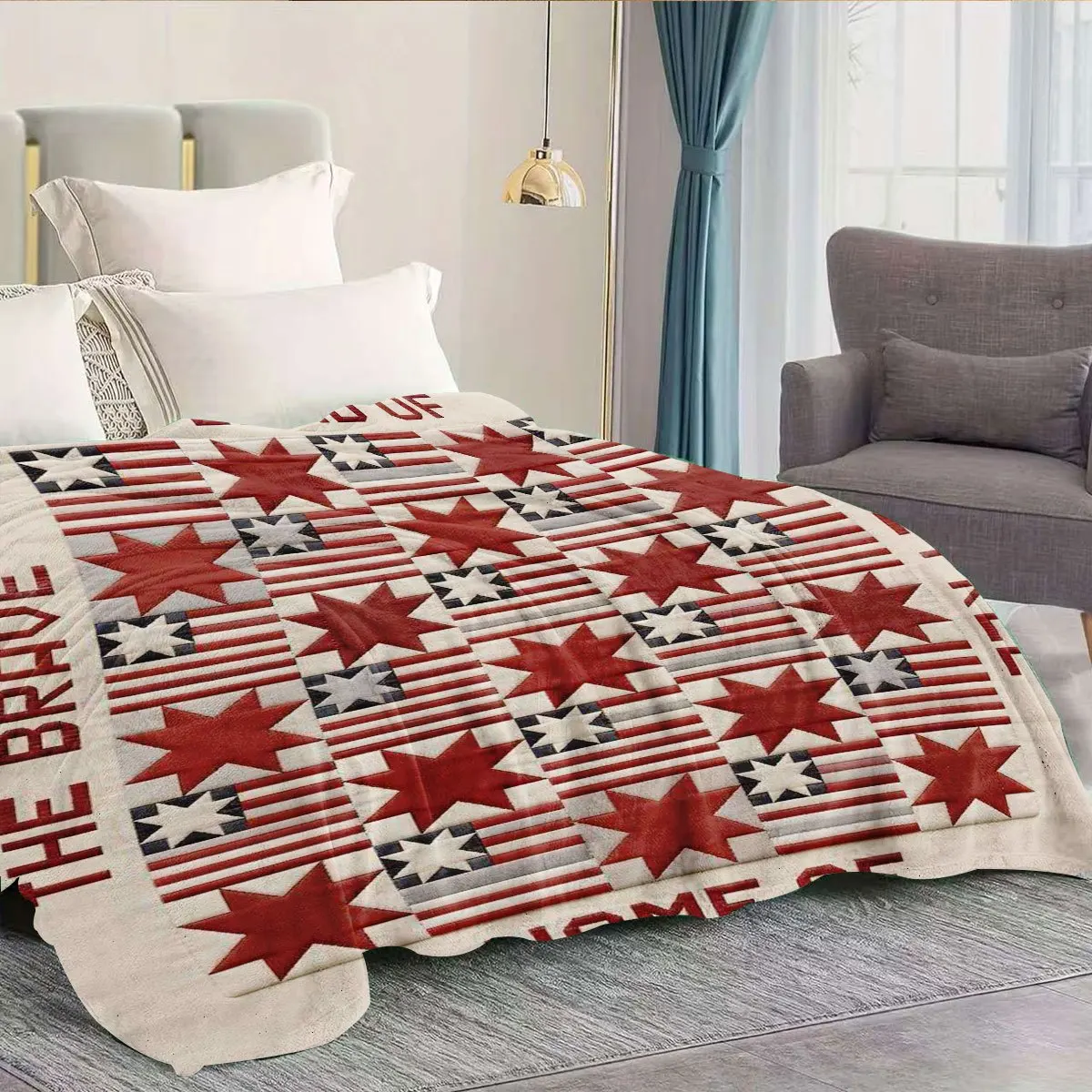 Patriotic American Flag Throw Blanket Stars and Stripes USA Cozy Fleece Home Decor Gift for Living Room Couch