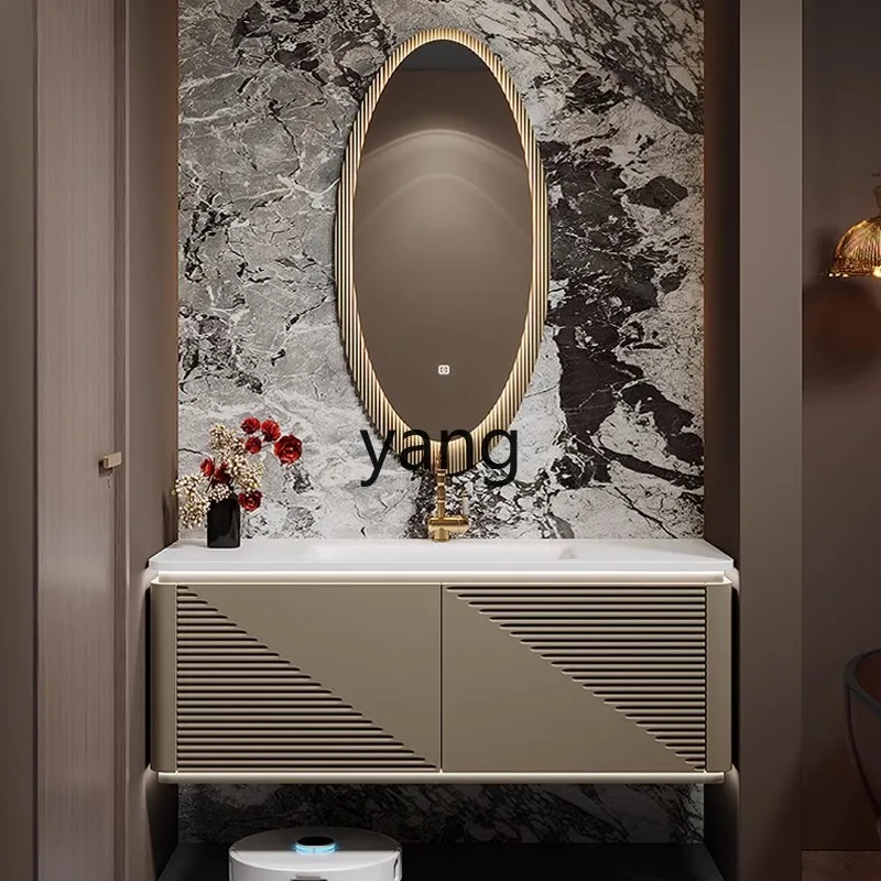 

LH modern light luxury bathroom cabinet oak washbasin bathroom cabinet combination