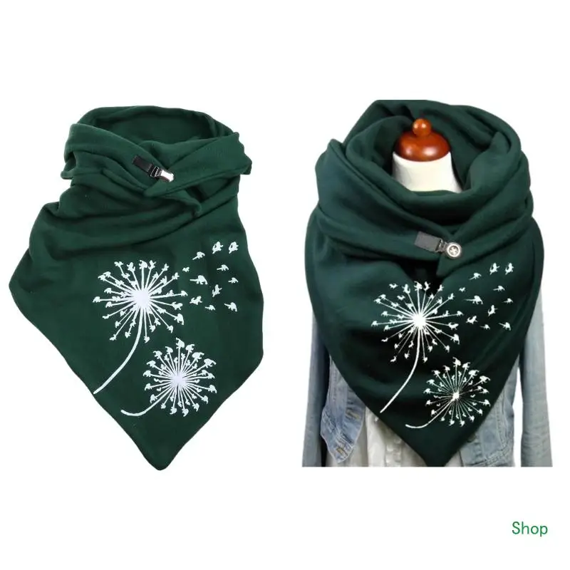 Dropship Neckerchief Scarfs With Button Soft Wrap Scarf Scarf Women Thick for Triangle Scarf Large Wool Plain Pink Green