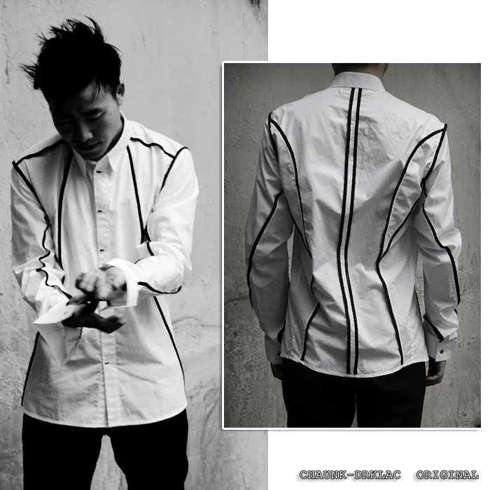 

S-6XL 2024 New Men's Clothing Hair Stylist Catwalk Street Deconstruction Tailoring Shirt PLUS SIZE Singer Costumes