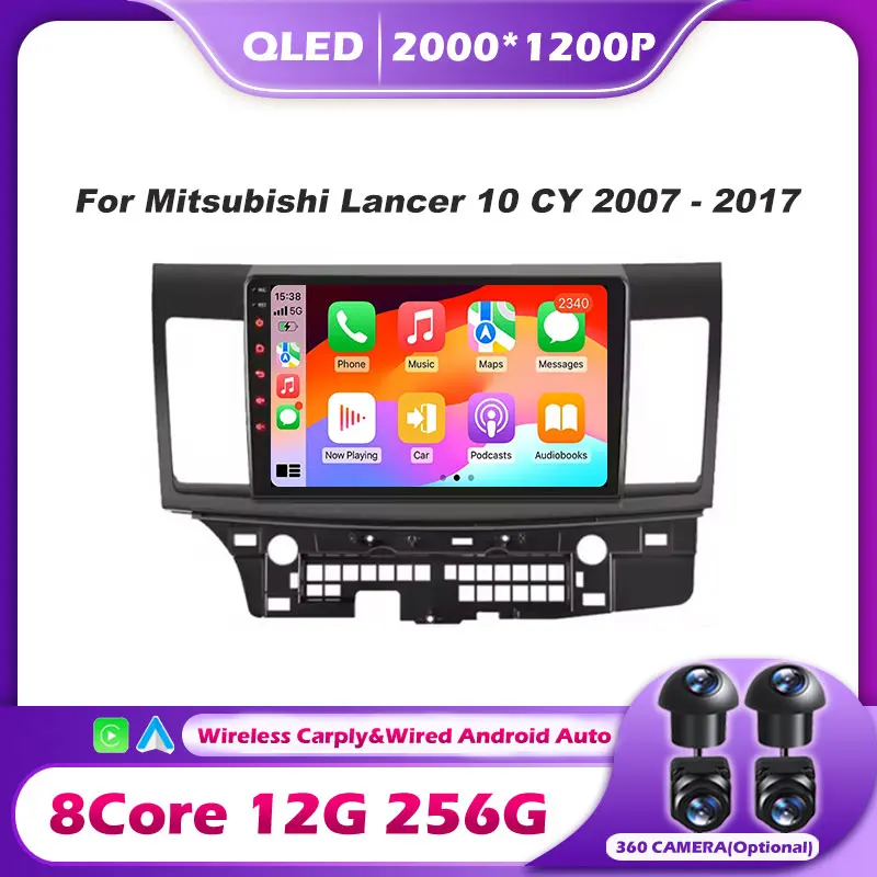 

Автомобильный радиоприемник Carplay Android 14 для Mitsubishi Lancer 10 CY 2007-2017 Мультимедийный видеоплеер No 2 din Din DVD GPS IPS 4G Стерео