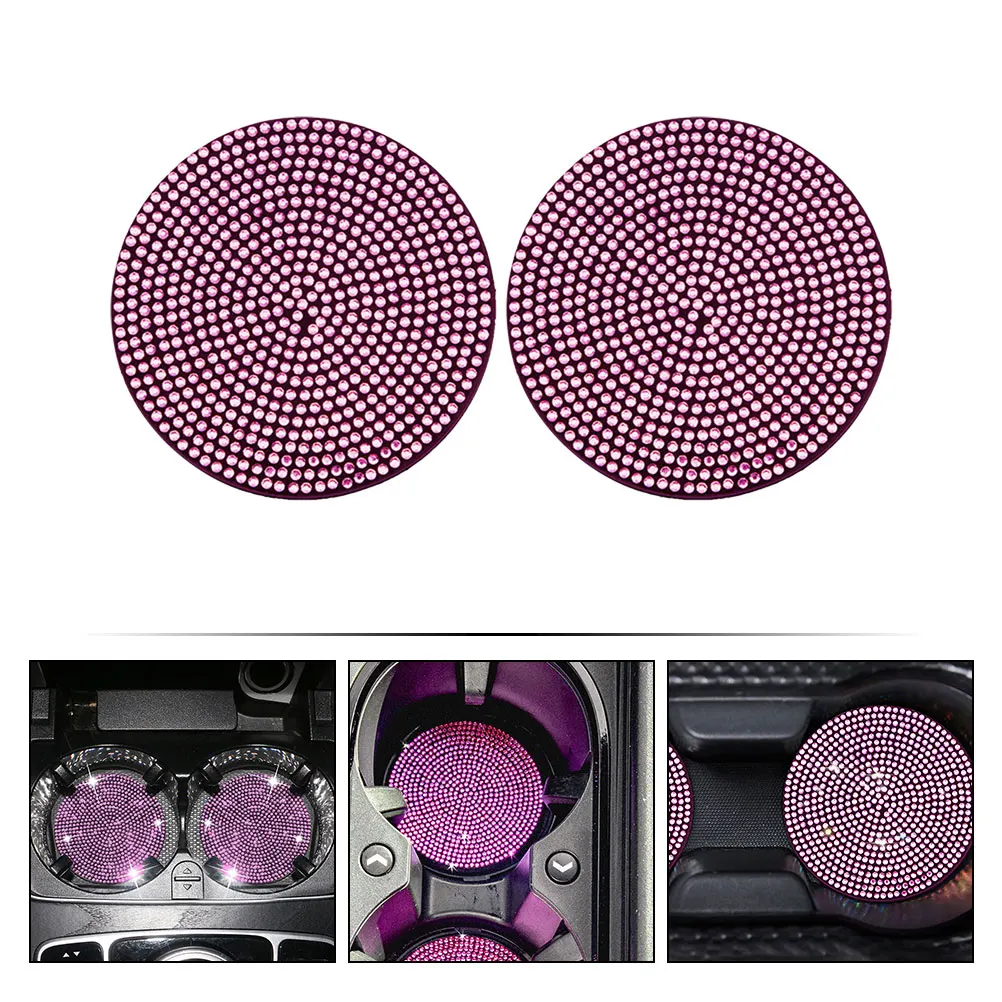 

2Pcs Car Cup Coaster Pink PVC Non Slip Water Holder Coasters for Vehicle Easy Clean High Temp Resistant Fits Sizes Home